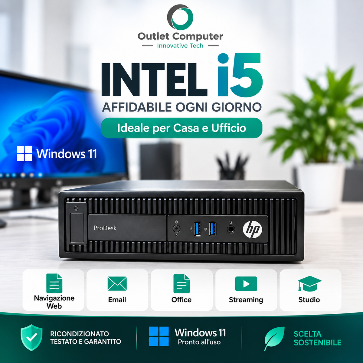Computer RICONDIZIONATO Intel i5 PENNA USB WiFi DVD-RW