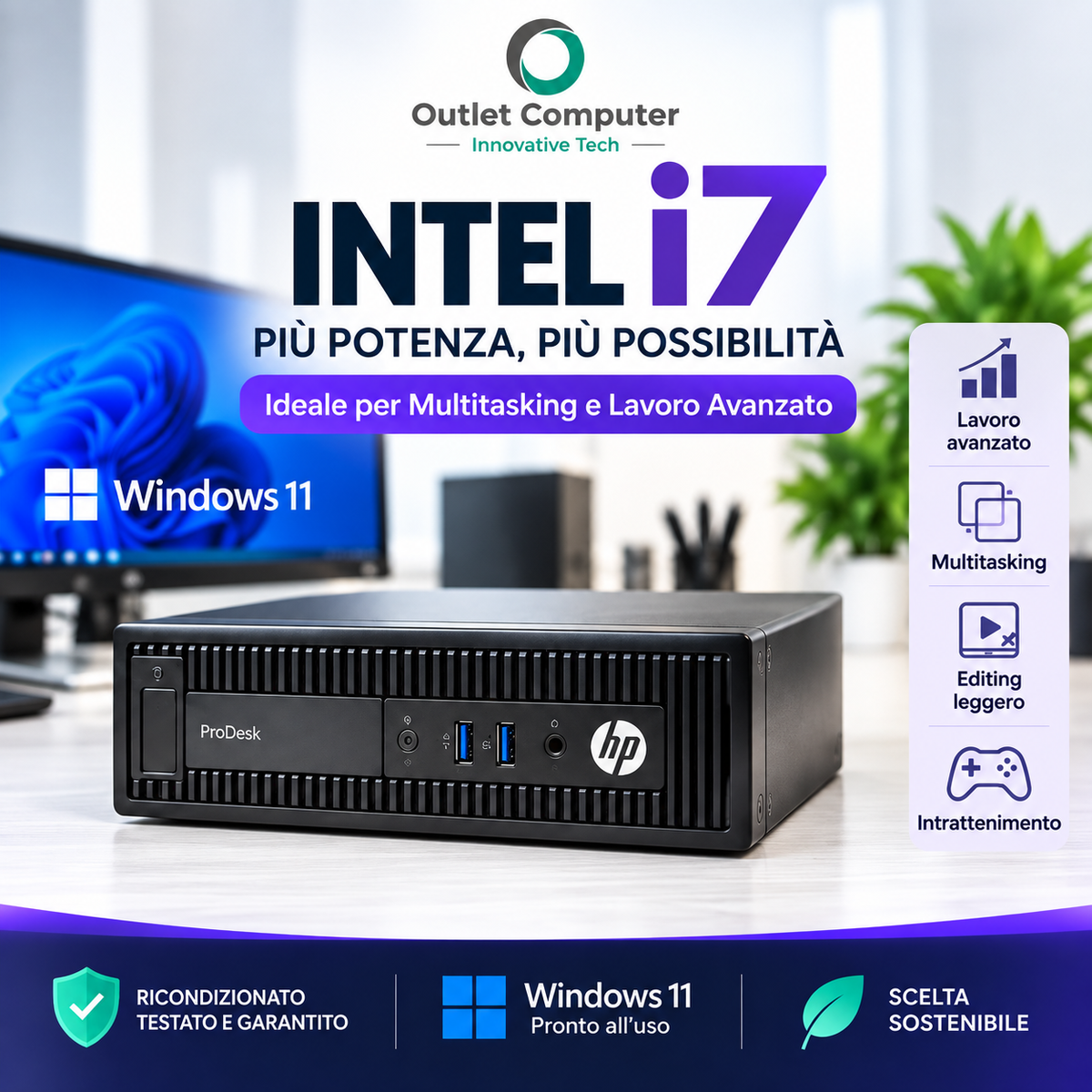 Computer RICONDIZIONATO Intel i7 PENNA USB WiFi DVD-RW