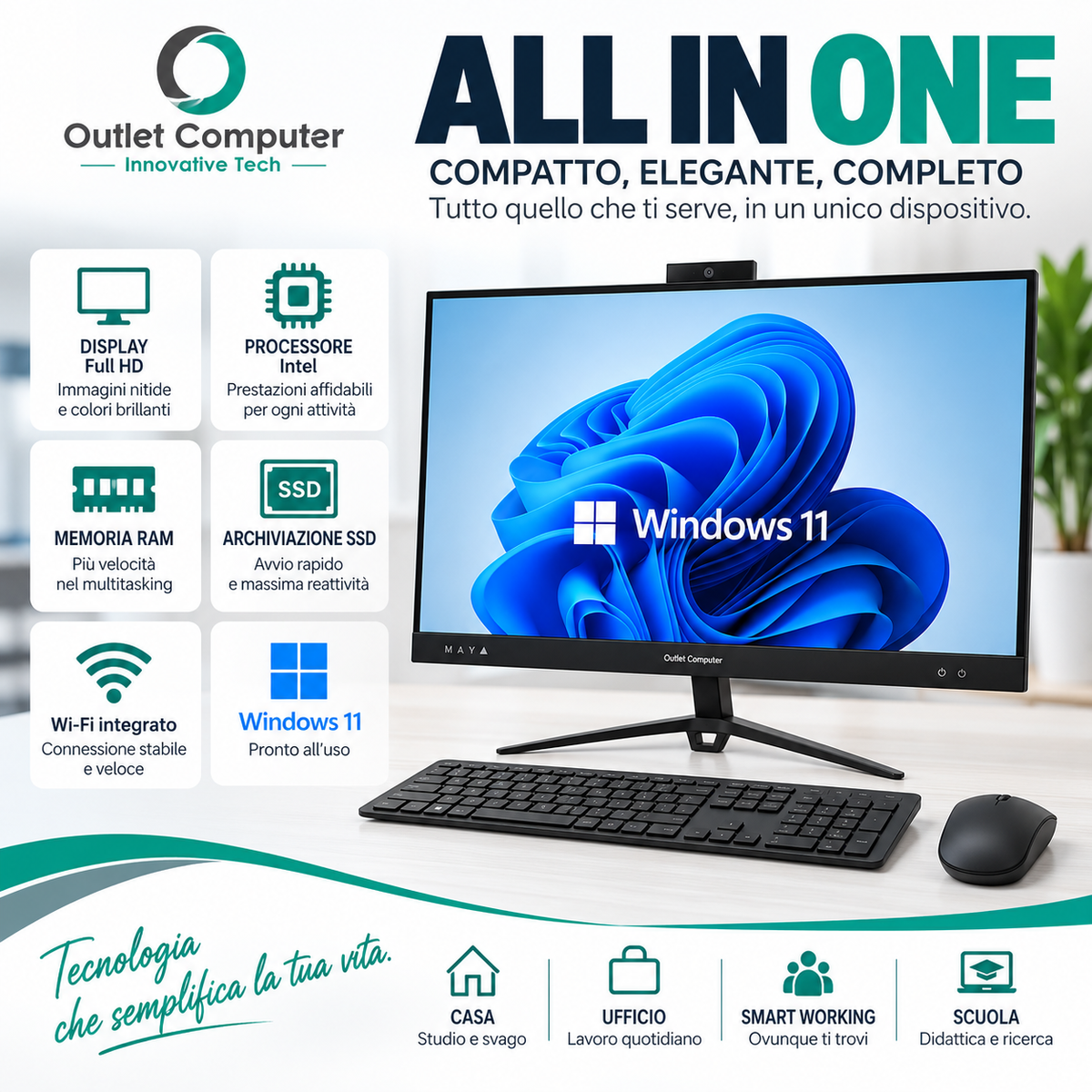 ALL IN ONE Intel Quad Core, SSD 1TB, Casa e Uffico "TURTLE"