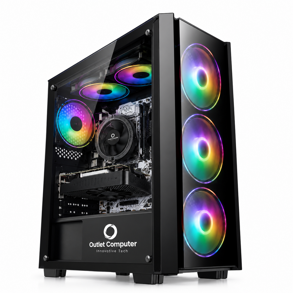 Computer Gaming EAGLE Outlet Computer, case nero con tre ventole RGB frontali